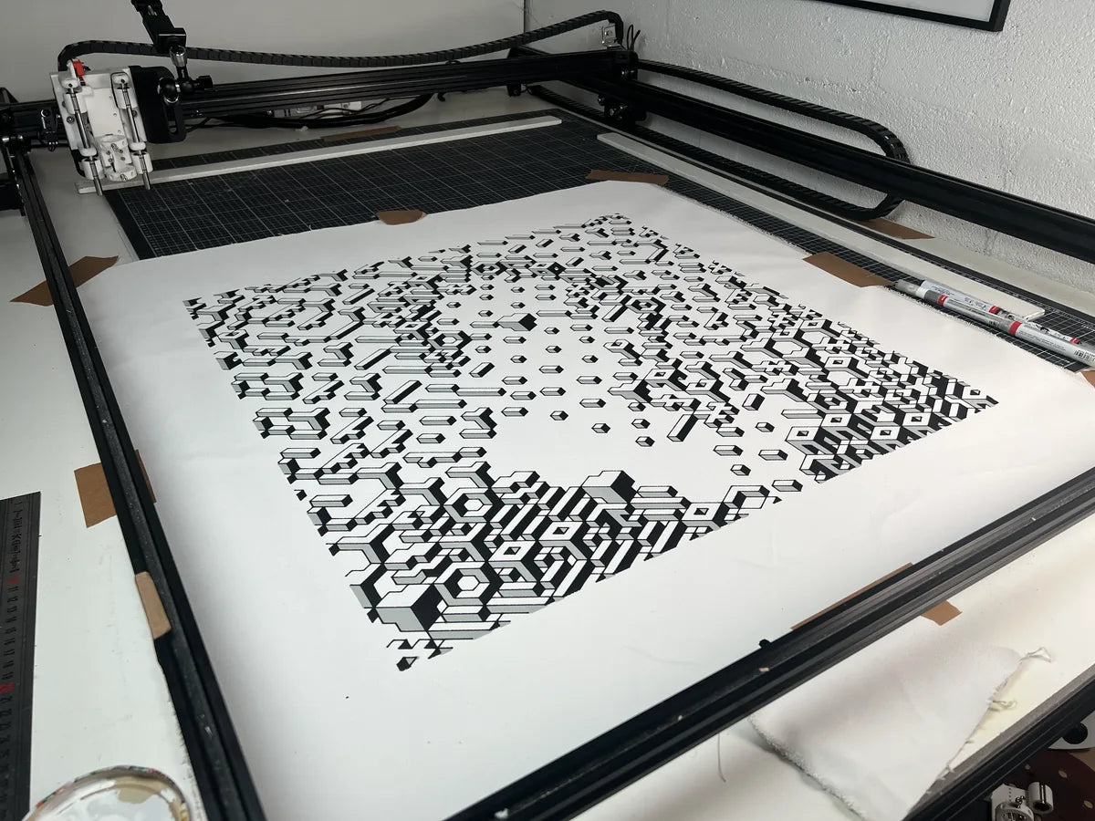 Marietta Blau on the pen plotter